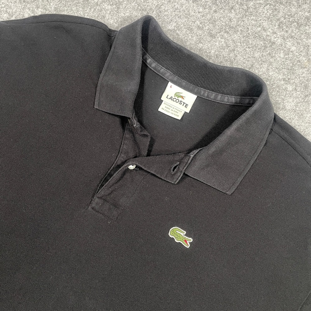 Lacoste Mens Polo Shirt Size 6 Black Short Sleeve Pique Cotton Classic Logo